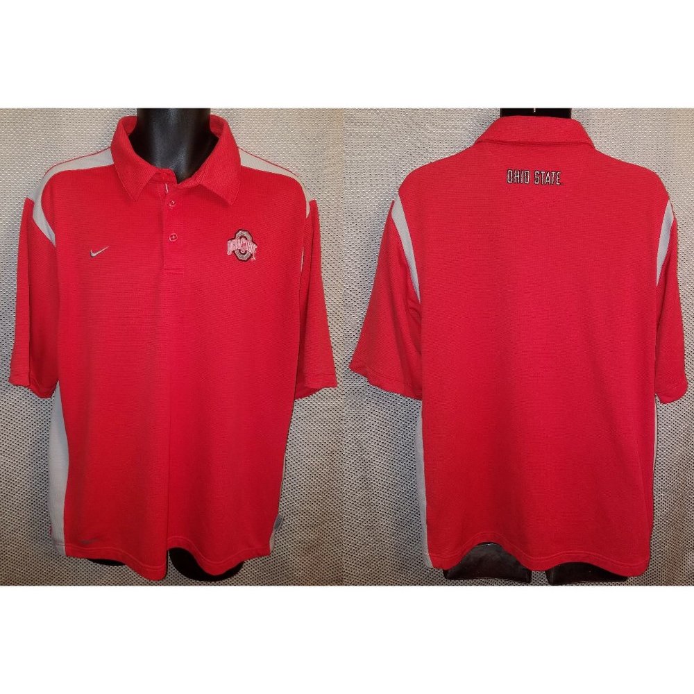 Ohio State Buckeyes Scarlet Nike Polyester Coach's Golf Polo - Mens Large